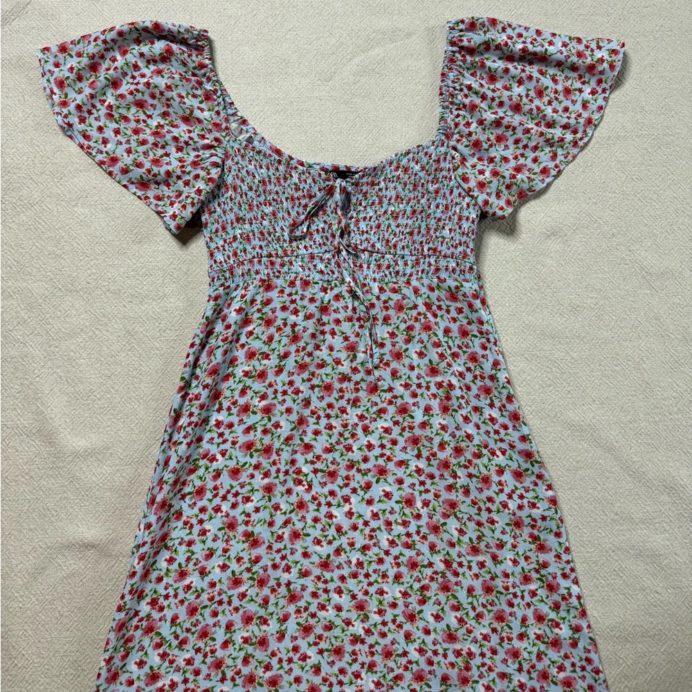 ZARA Bitsy Floral Jardin Print Milkmaid Midi Dress M - Picture 3 of 9
